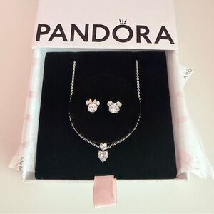 Pandora Heart Necklace and Disney Mickey Earrings